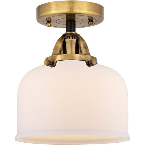Nouveau 2 Large Bell 1 Light 8 inch Black Antique Brass Semi-Flush Mount Ceiling Light in Matte White Glass