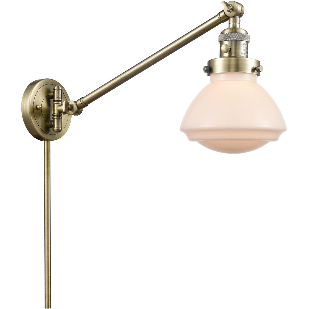 Olean 18 inch 3.50 watt Antique Brass Swing Arm Wall Light, Franklin Restoration