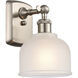 Ballston Dayton LED 6 inch Brushed Satin Nickel Sconce Wall Light in White Glass, Ballston