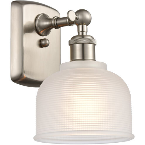 Ballston Dayton LED 6 inch Brushed Satin Nickel Sconce Wall Light in White Glass, Ballston