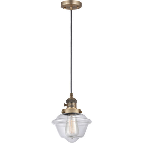 Franklin Restoration Oxford LED 7.5 inch Brushed Brass Mini Pendant Ceiling Light in Clear