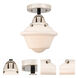 Nouveau 2 Small Oxford LED 7.5 inch Black Polished Nickel Semi-Flush Mount Ceiling Light in Matte White Glass