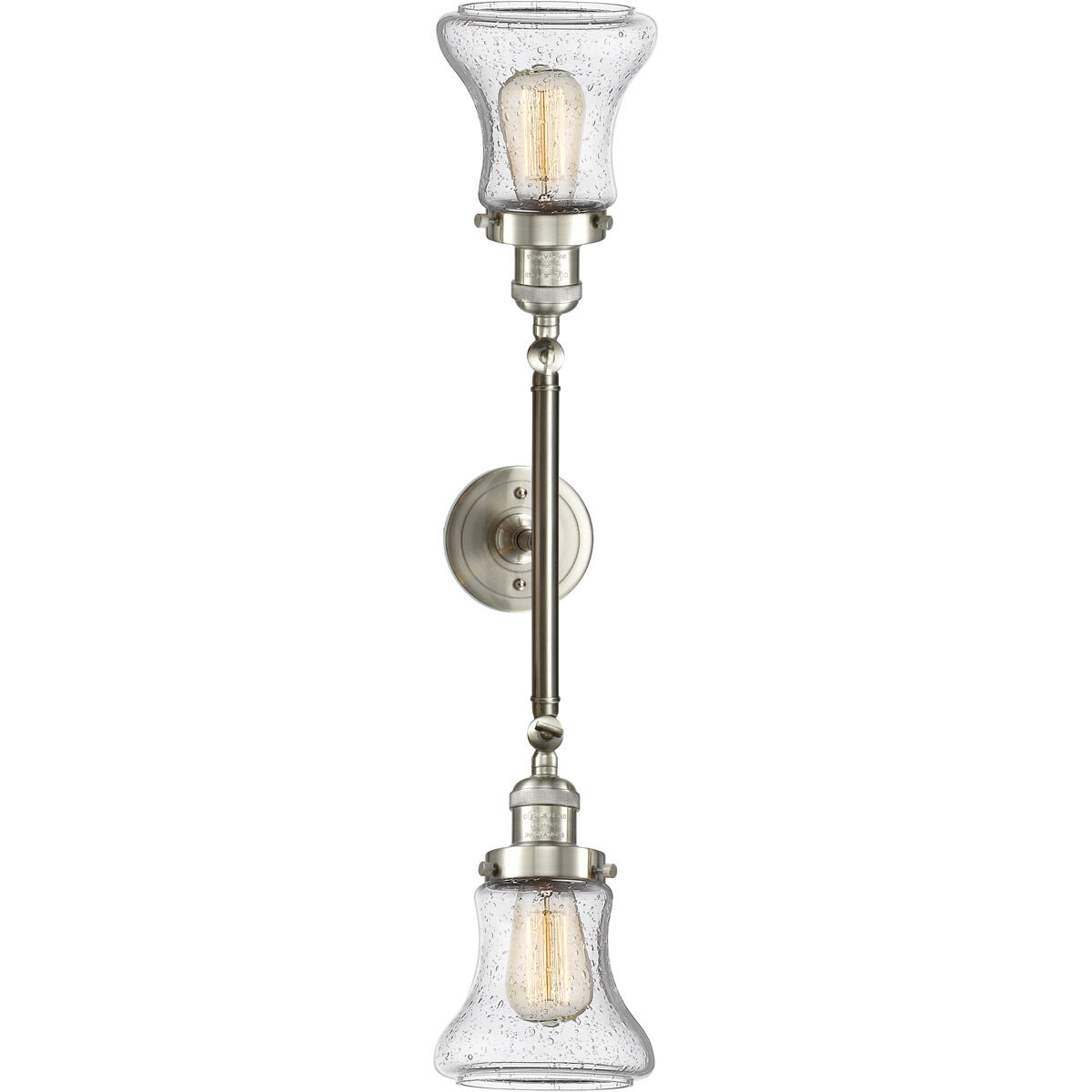 Franklin Restoration Bellmont LED 17 inch Brushed Satin Nickel Bath Vanity Light Wall Light in Seedy Glass, Franklin Restoration