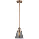 Franklin Restoration Cone 1 Light 6 inch Antique Copper Mini Pendant Ceiling Light in Bulb Not Included, Light Smoke Glass, Franklin Restoration