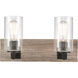 Diego LED 17.38 inch Matte Black Bath Vanity Light Wall Light in Seedy Glass