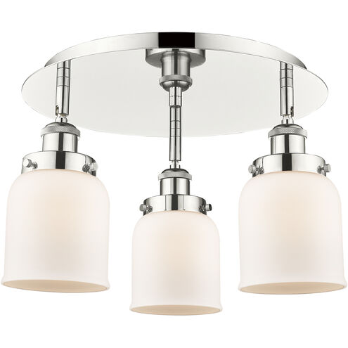 Bell 3 Light 16.75 inch Polished Nickel Flush Mount Ceiling Light in Matte White