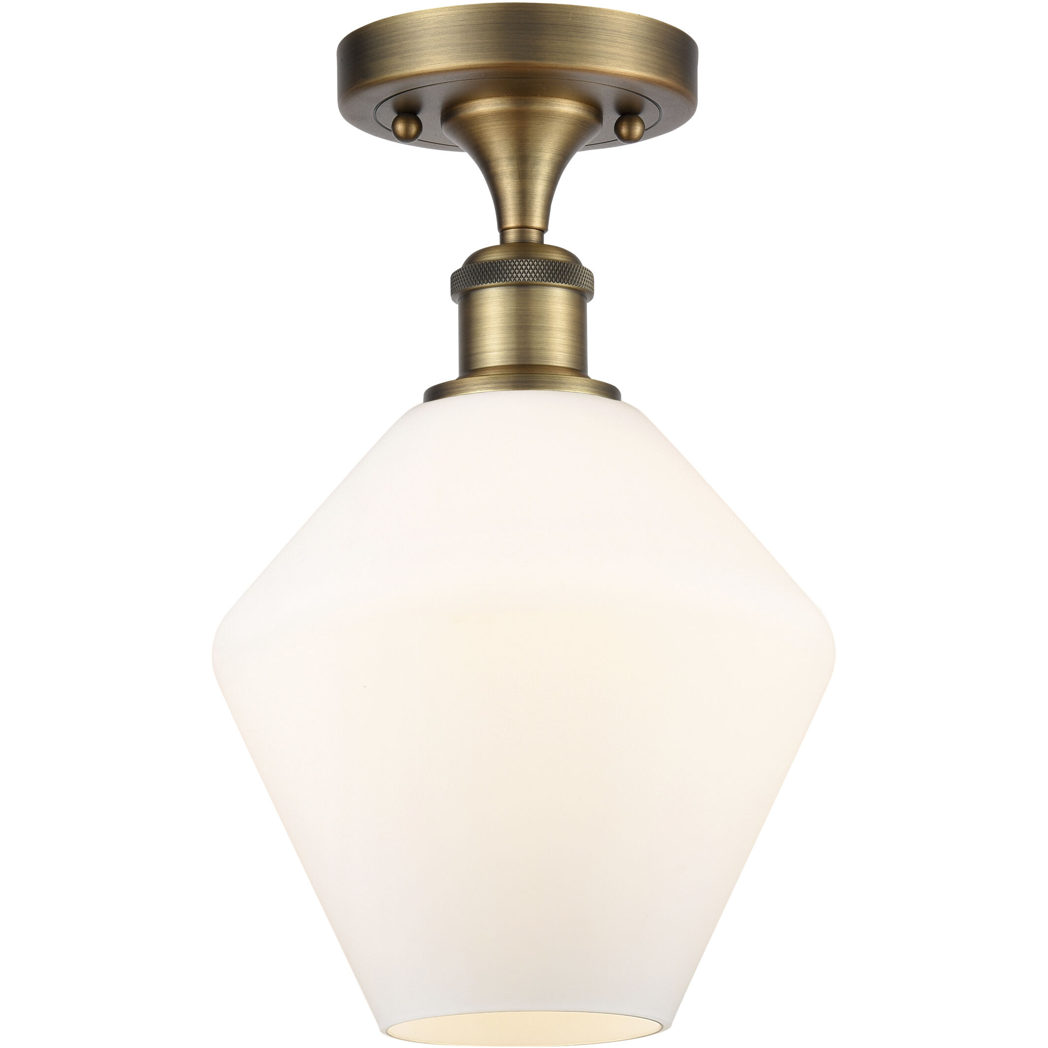 Ballston Cindyrella 1 Light 8 inch Brushed Brass Semi-Flush Mount Ceiling Light in Incandescent, Matte White Glass