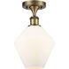 Ballston Cindyrella 1 Light 8 inch Brushed Brass Semi-Flush Mount Ceiling Light in Incandescent, Matte White Glass