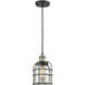 Franklin Restoration Bell Cage LED 6 inch Black Antique Brass Mini Pendant Ceiling Light in Silver Plated Mercury, Franklin Restoration