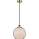Ballston Large Farmhouse Chicken Wire LED 10 inch Antique Brass Mini Pendant Ceiling Light, Ballston