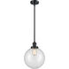 Franklin Restoration X-Large Beacon 1 Light 10 inch Matte Black Mini Pendant Ceiling Light in Clear Glass, Franklin Restoration