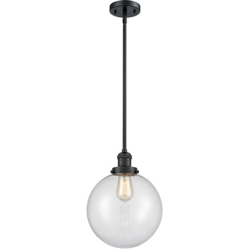Franklin Restoration X-Large Beacon 1 Light 10 inch Matte Black Mini Pendant Ceiling Light in Clear Glass, Franklin Restoration