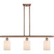 Ballston Hadley 3 Light 36 inch Antique Copper Island Light Ceiling Light in Matte White Glass, Ballston