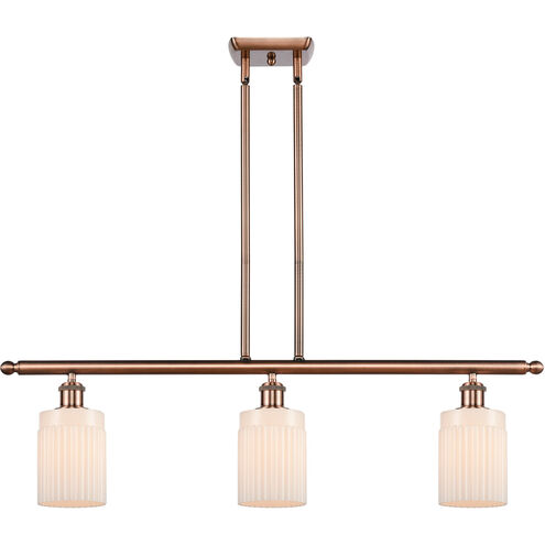 Ballston Hadley 3 Light 36 inch Antique Copper Island Light Ceiling Light in Matte White Glass, Ballston
