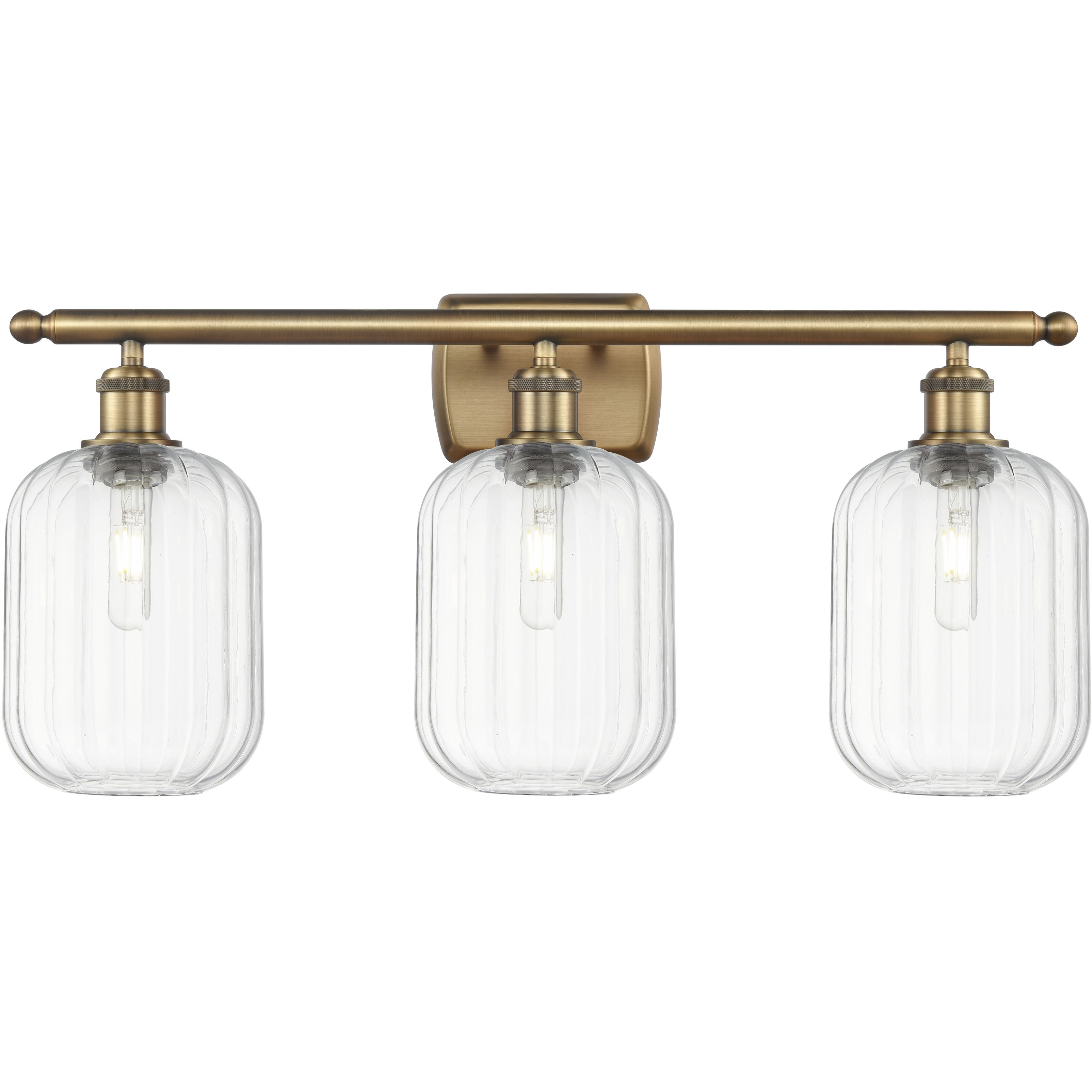 Ballston Preston 3 Light 26.75 inch Brushed Brass Bath Vanity Light Wall Light in Clear