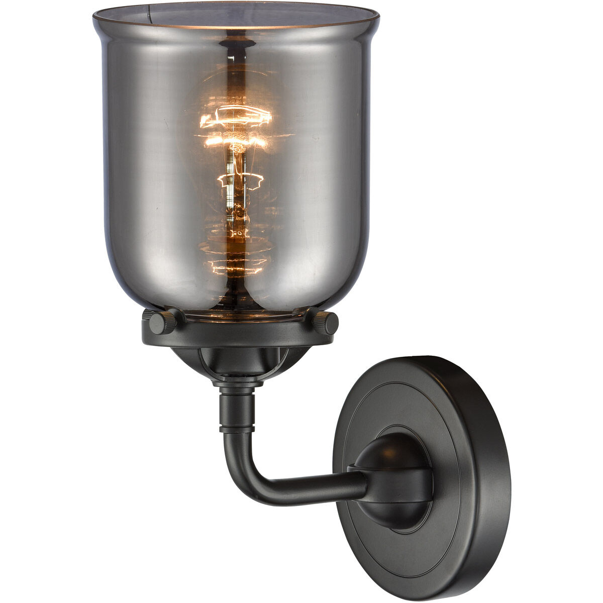 Nouveau Small Bell 1 Light 5 inch Oil Rubbed Bronze Sconce Wall Light in Plated Smoke Glass, Nouveau