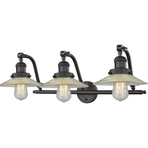 Franklin Restoration Halophane LED 28 inch Oil Rubbed Bronze Bath Vanity Light Wall Light in Clear Halophane Glass, Franklin Restoration