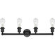 Edison Fenton 4 Light 34 inch Matte Black Bath Vanity Light Wall Light in Clear Glass