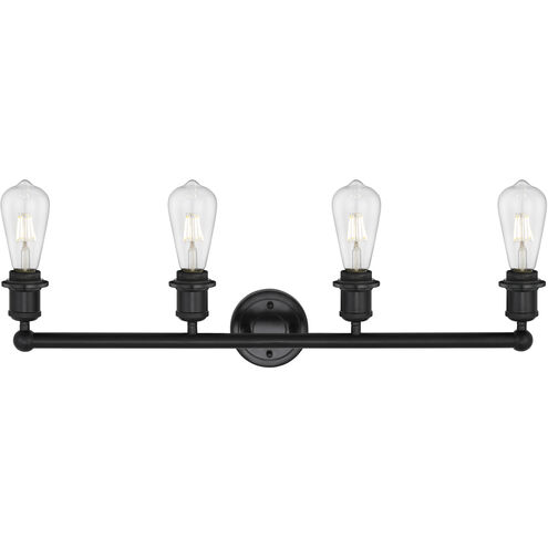 Edison Fenton 4 Light 34 inch Matte Black Bath Vanity Light Wall Light in Clear Glass