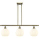 Ballston White Venetian 3 Light 36 inch Antique Brass Stem Hung Island Light Ceiling Light
