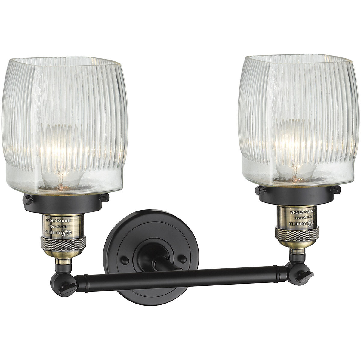 Franklin Restoration Colton 2 Light 16 inch Black Antique Brass Bath Vanity Light Wall Light, Franklin Restoration