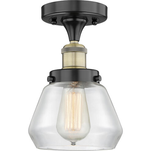 Fulton 1 Light 6.5 inch Black Antique Brass Semi-Flush Mount Ceiling Light