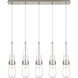 Milan 5 Light 36.13 inch Brushed Satin Nickel Linear Pendant Ceiling Light in Clear Glass