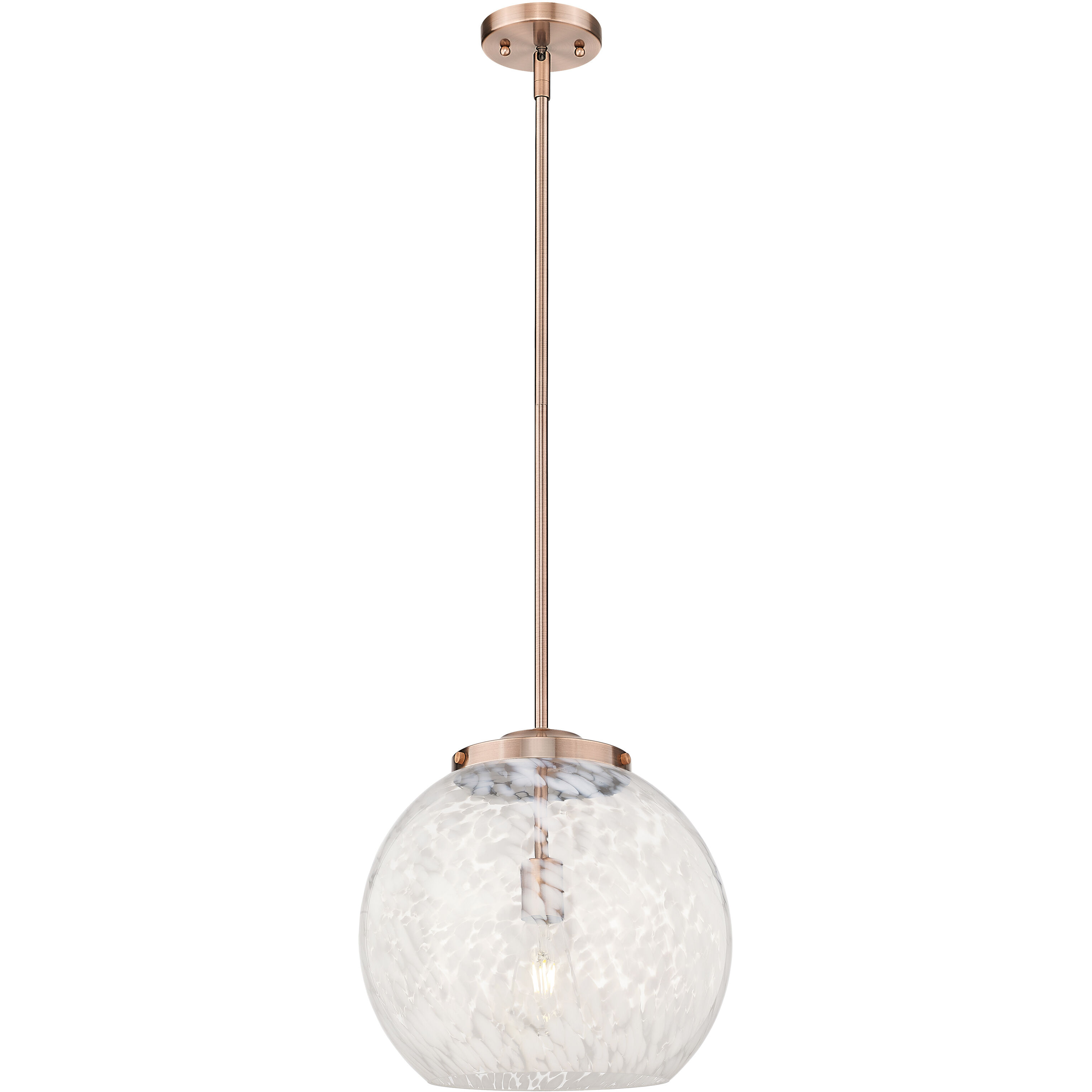 Franklin Restoration White Mouchette 1 Light 13.75 inch Antique Copper Stem Hung Pendant Ceiling Light