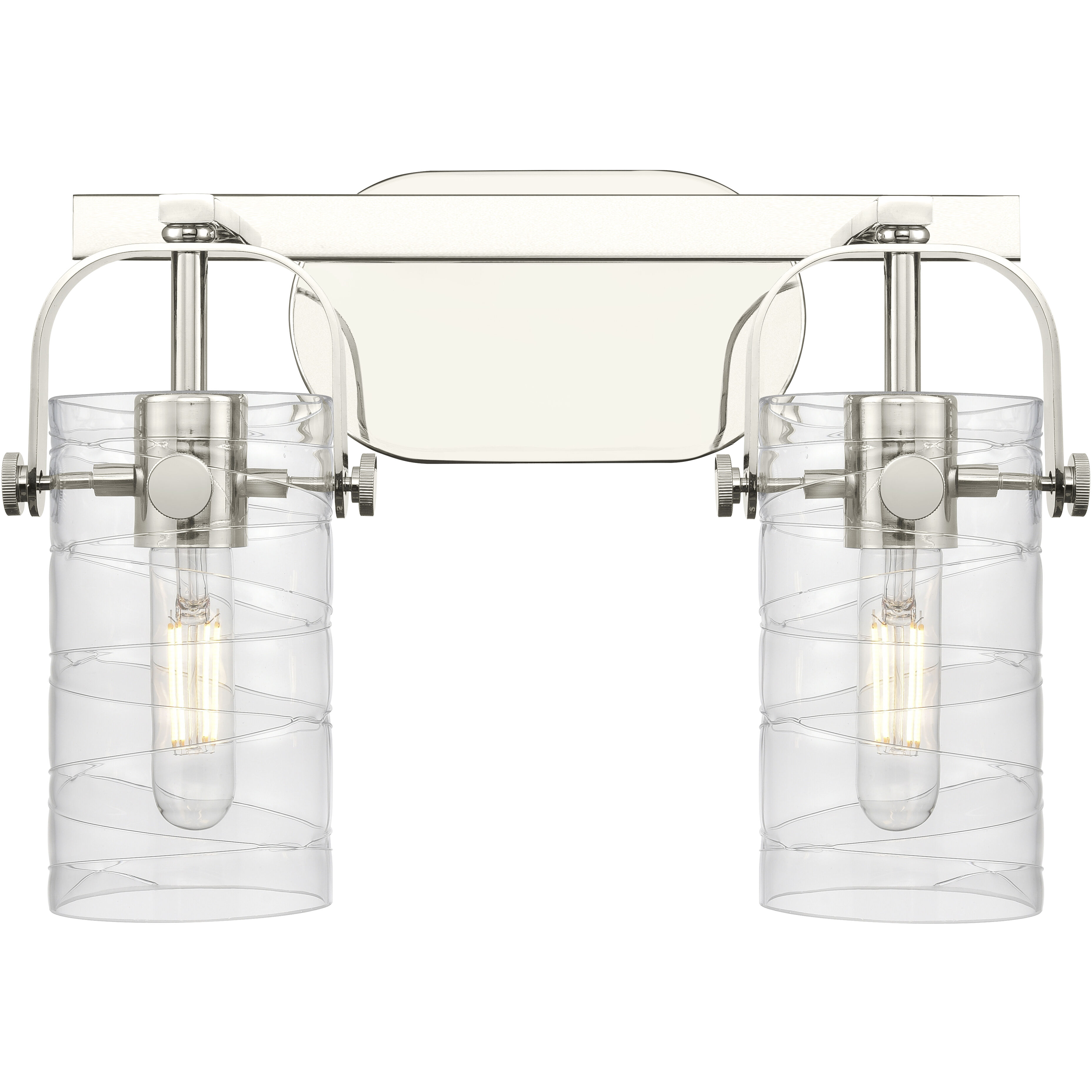 Pilaster II Cylinder 2 Light 14.88 inch Polished Nickel Bath Vanity Light Wall Light in Deco Swirl Glass
