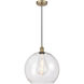 Edison Athens LED 13.75 inch Antique Brass Pendant Ceiling Light in Clear Glass