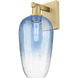 Brookhaven Flute Sconce Wall Light in Brushed Brass, Sapphire Blue Glass