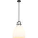 Newton Bell 1 Light 14 inch Matte Black Pendant Ceiling Light in Matte White Glass
