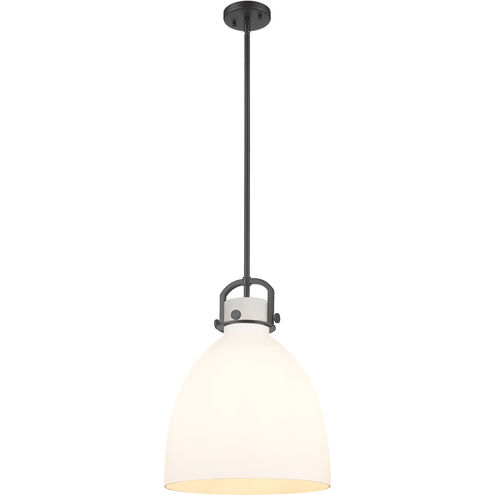 Newton Bell 1 Light 14 inch Matte Black Pendant Ceiling Light in Matte White Glass