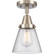 Franklin Restoration Small Cone 1 Light 6 inch Brushed Satin Nickel Flush Mount Ceiling Light in Seedy Glass