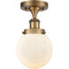 Ballston Beacon 1 Light 6 inch Brushed Brass Semi-Flush Mount Ceiling Light in Matte White Glass