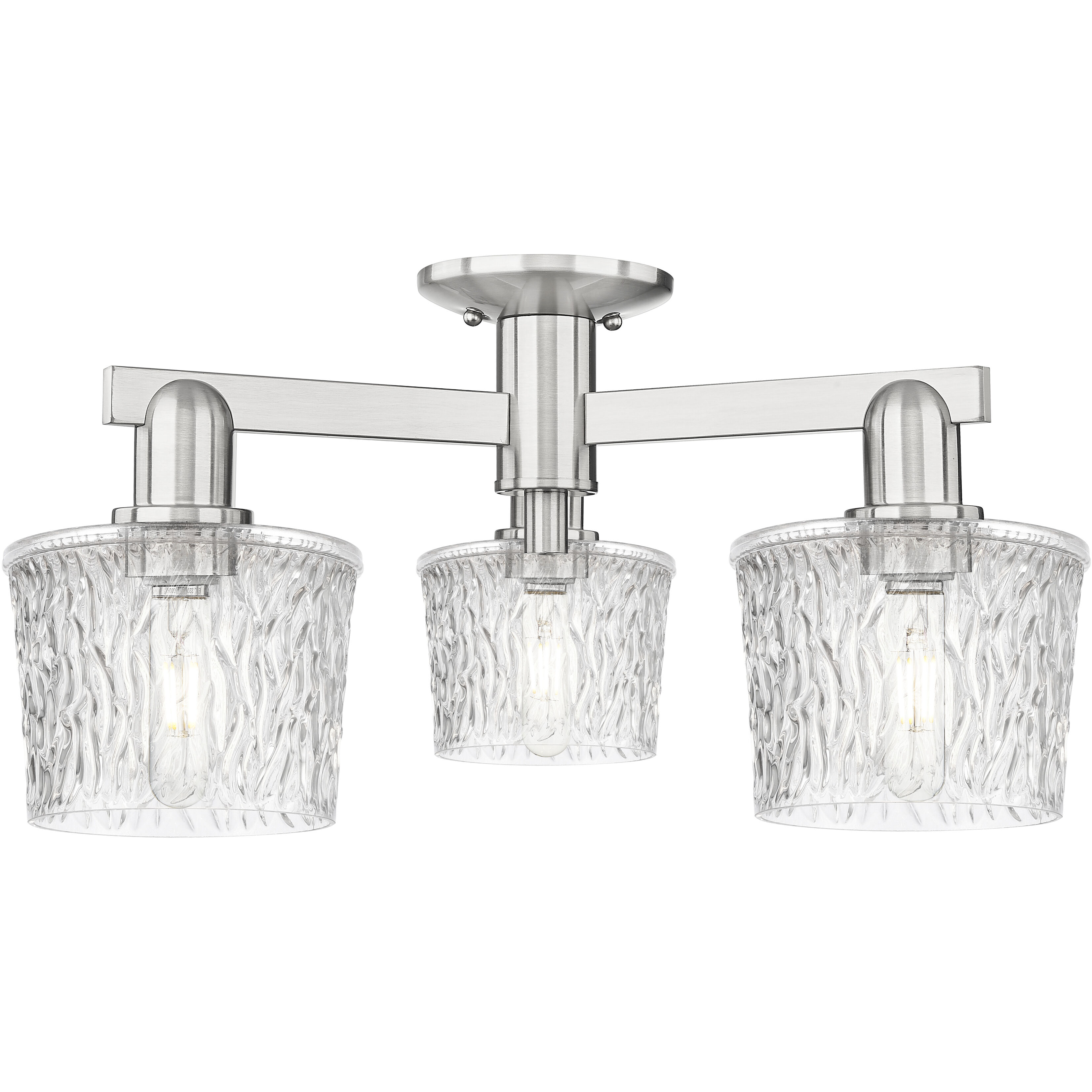 Arcadia Niagara 3 Light 24 inch Brushed Satin Nickel Semi-Flush Mount Ceiling Light