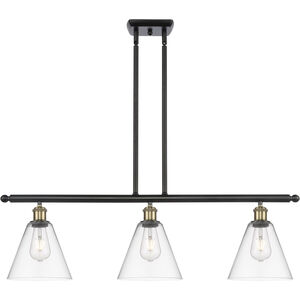 Ballston Ballston Cone LED 36 inch Black Antique Brass and Matte Black Island Light Ceiling Light in Clear Glass