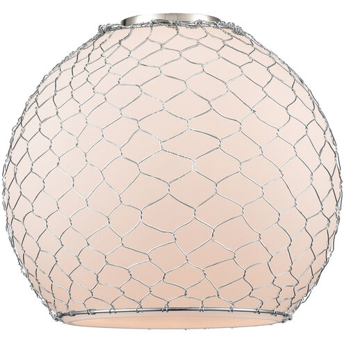 Ballston Farmhouse Chicken Wire Cased Matte White Glass, Ballston