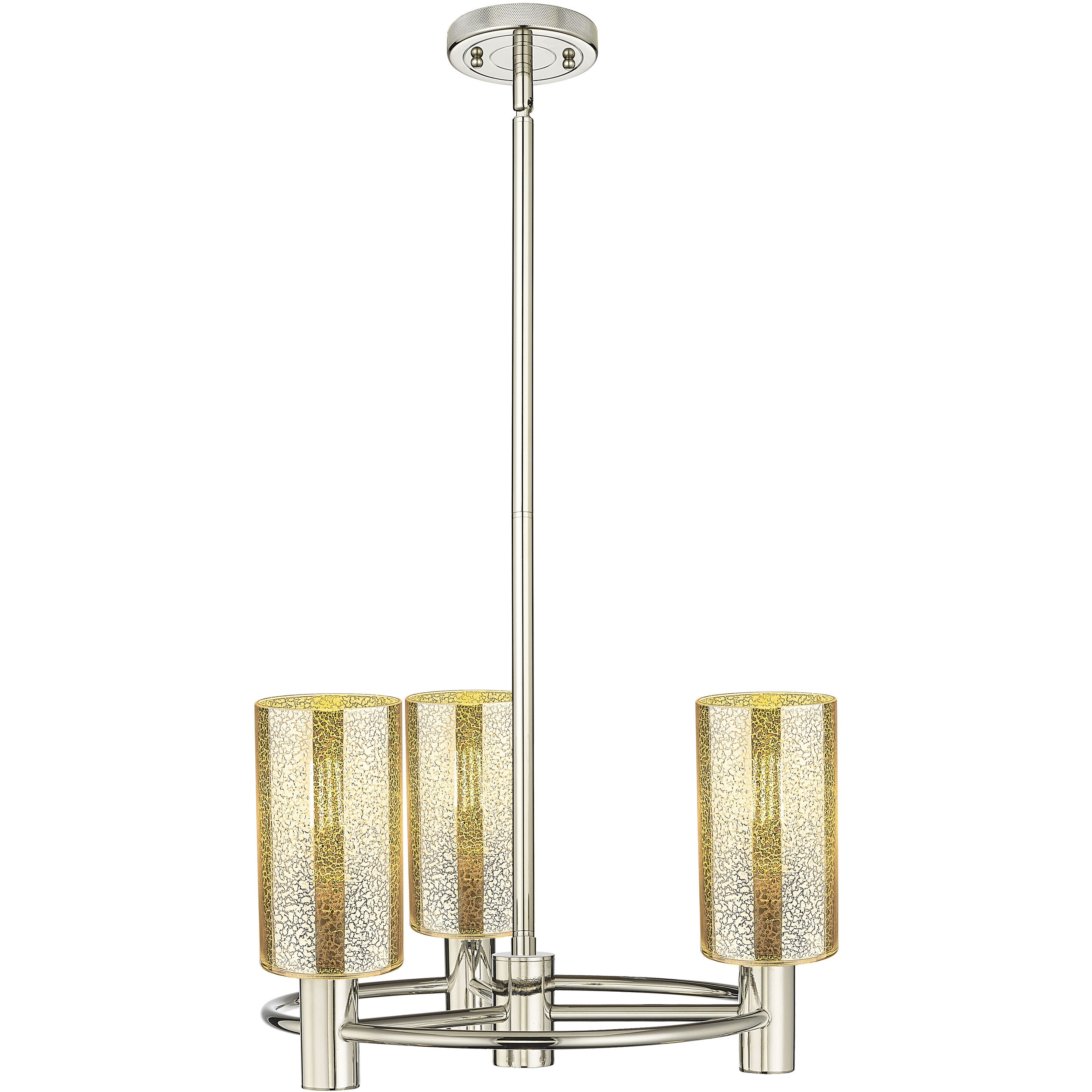 Crown Point 3 Light 18 inch Polished Nickel Pendant Ceiling Light in Mercury Glass