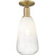 Downtown Urban Brookhaven Almond 1 Light 6 inch Brushed Brass Semi-Flush Mount Ceiling Light in Opal Glass
