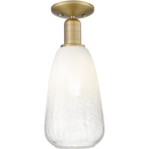 Downtown Urban Brookhaven Almond 1 Light 6 inch Brushed Brass Semi-Flush Mount Ceiling Light in Opal Glass