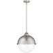 Nouveau 2 Hampden 1 Light 12.88 inch Brushed Satin Nickel Pendant Ceiling Light in Clear Glass