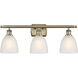 Ballston Castile 3 Light 26 inch Antique Brass Bath Vanity Light Wall Light in Incandescent, Matte White Glass, Ballston