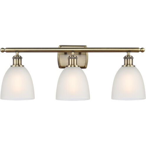 Ballston Castile 3 Light 26 inch Antique Brass Bath Vanity Light Wall Light in Incandescent, Matte White Glass, Ballston