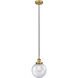 Edison Beacon 1 Light 8 inch Brushed Brass Mini Pendant Ceiling Light