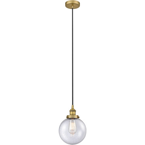 Edison Beacon 1 Light 8 inch Brushed Brass Mini Pendant Ceiling Light