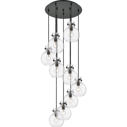 Newton Sphere 9 Light 22.13 inch Matte Black Multi Pendant Ceiling Light in Clear Glass