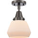 Franklin Restoration Fulton LED 7 inch Oil Rubbed Bronze Flush Mount Ceiling Light in Matte White Glass