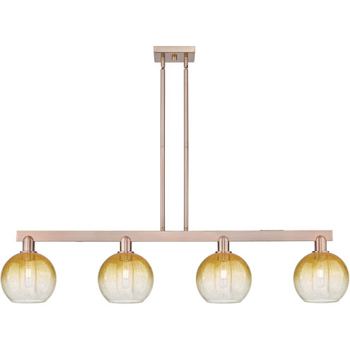 Brookhaven Globe Island Light Ceiling Light in Antique Copper, Amber Glass