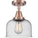Franklin Restoration X-Large Bell LED 12 inch Antique Copper Flush Mount Ceiling Light in Seedy Glass